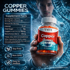 Emballage des gummies au cuivre VAITE avec informations nutritionnelles