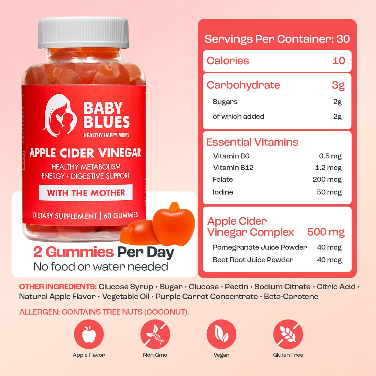 Emballage des gummies Baby Blues au vinaigre de cidre de pomme