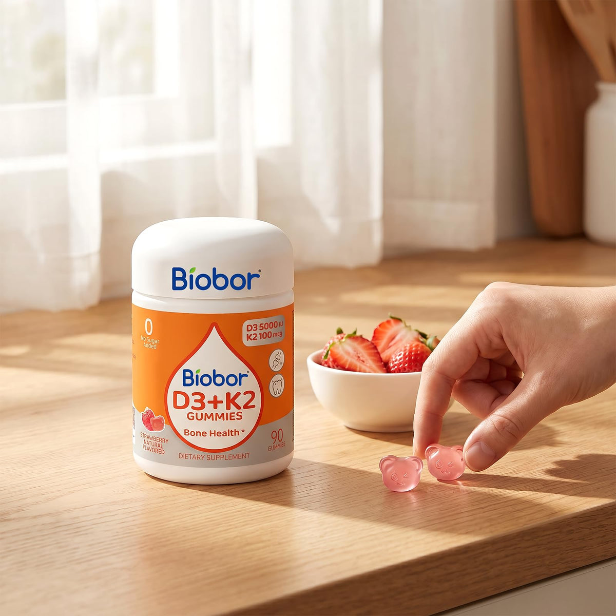 Emballage des gummies Biobor avec informations nutritionnelles