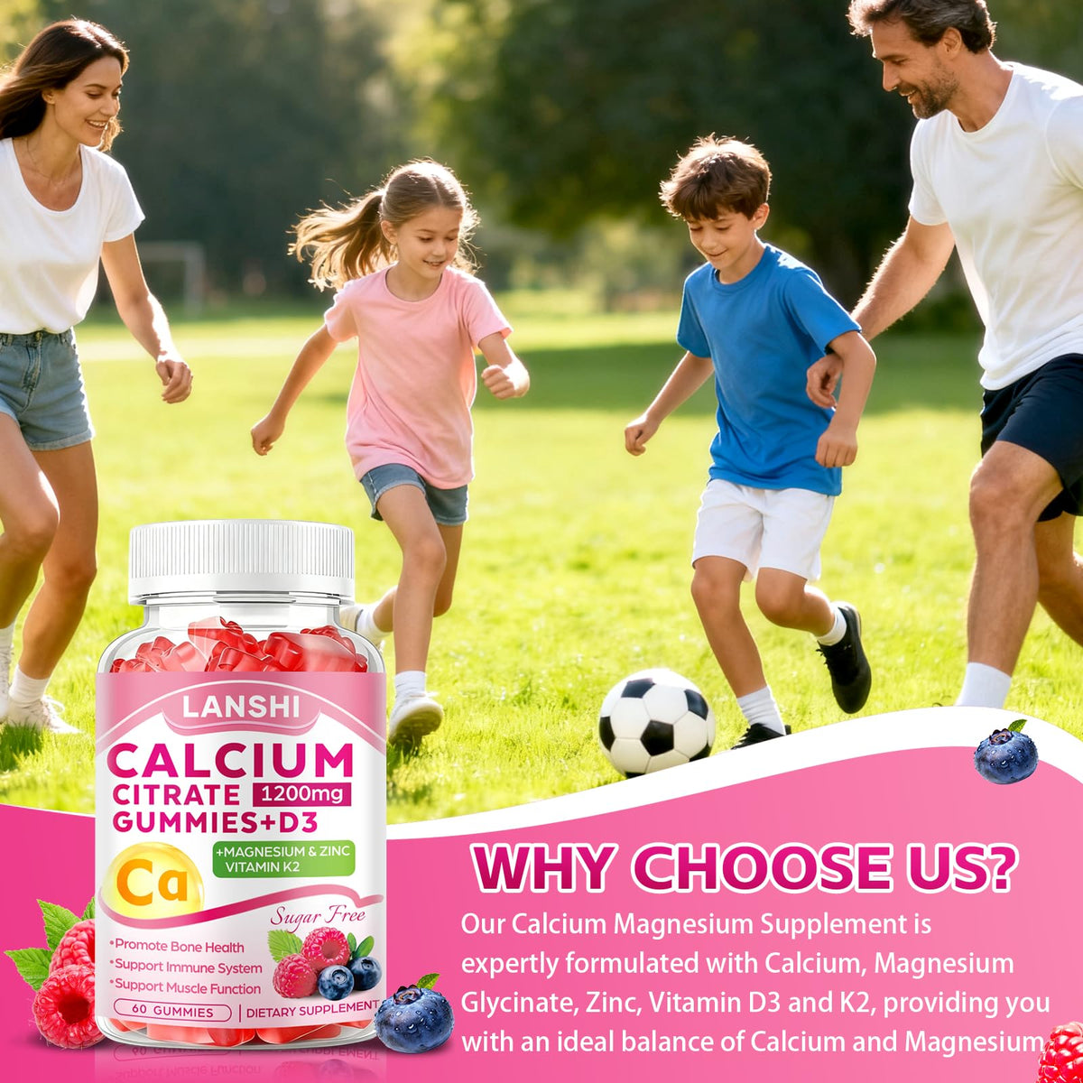 Emballage des gummies Calcium Citrate de LANSHI, informations nutritionnelles