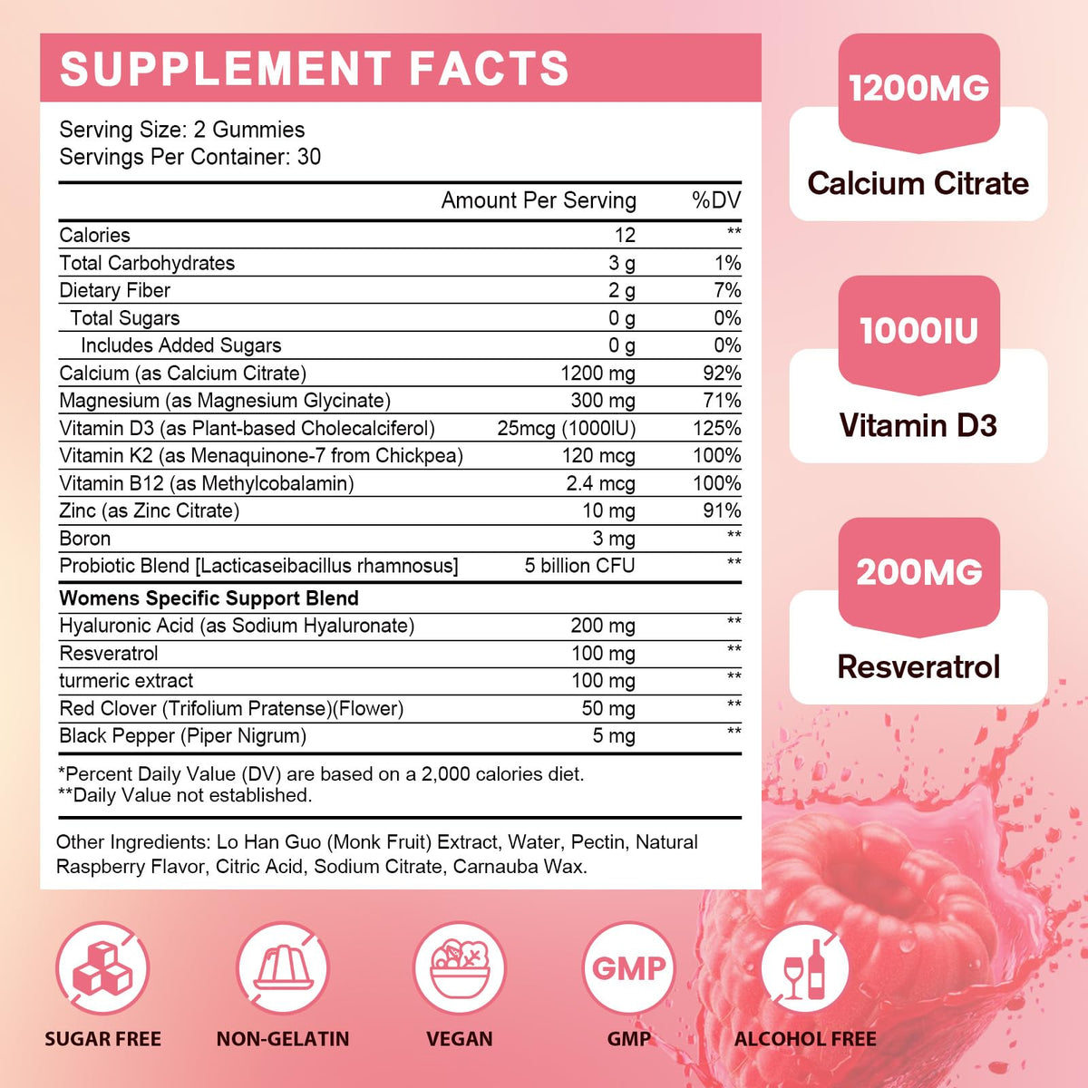 Emballage des Gummies Calcium Femmes YANLUOBO