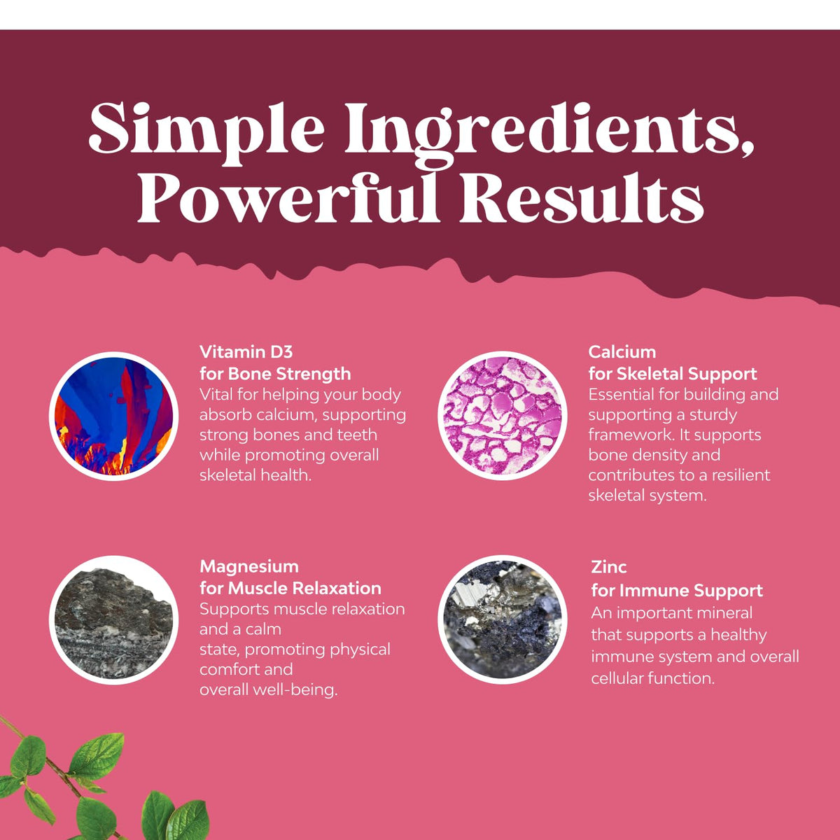 Emballage des gummies Calcium Magnésium Zinc avec informations nutritionnelles