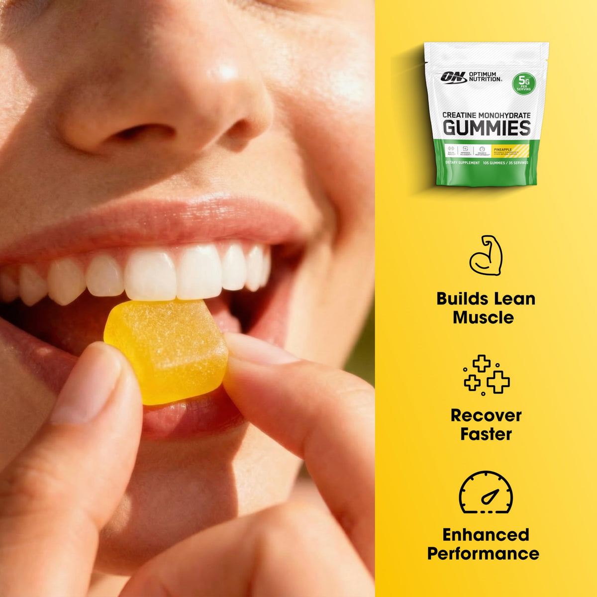 Emballage des gummies créatine Optimum Nutrition