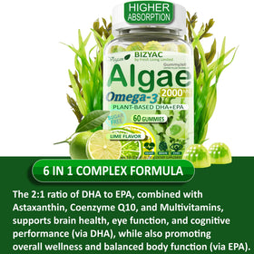 Emballage des Gummies d'Algues Omega 3 BIZYAC sur un fond blanc