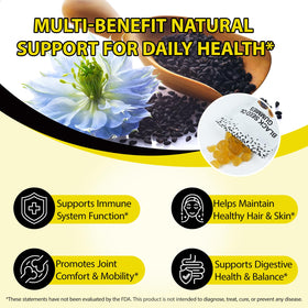 Emballage des gummies d'huile de nigelle Daiasns vu de dessus