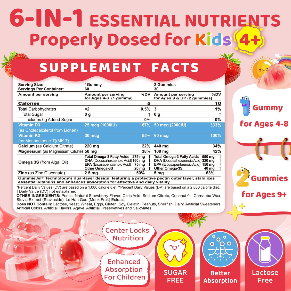 Emballage des gummies D3 K2 Calcium LILICARE