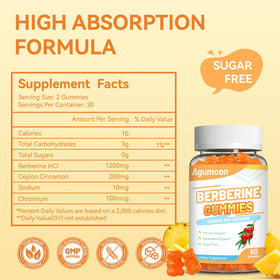 Emballage des gummies de berbérine Agumoon 1200mg, côté