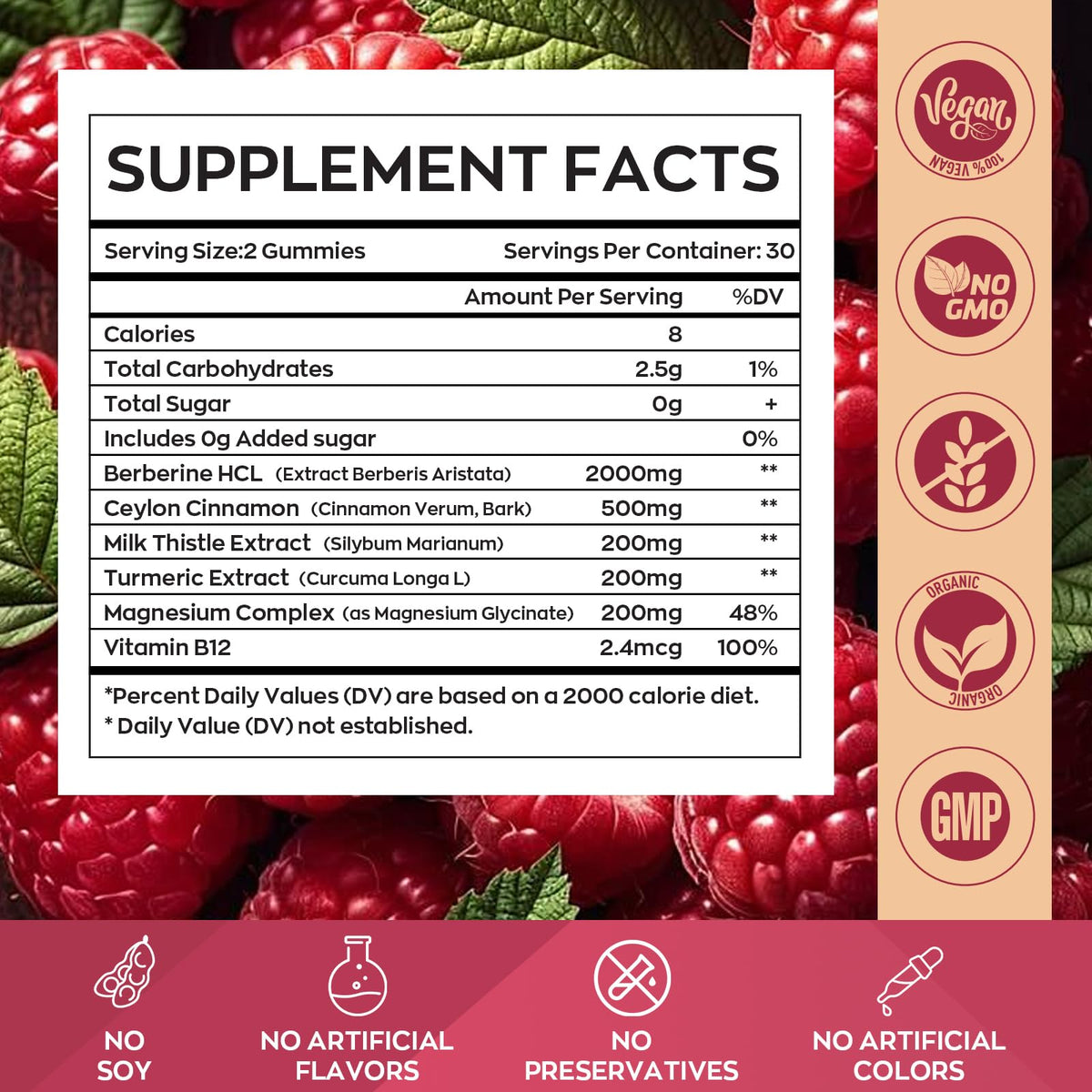 Emballage des gummies de Berbérine HCL Yidout, 60 unités