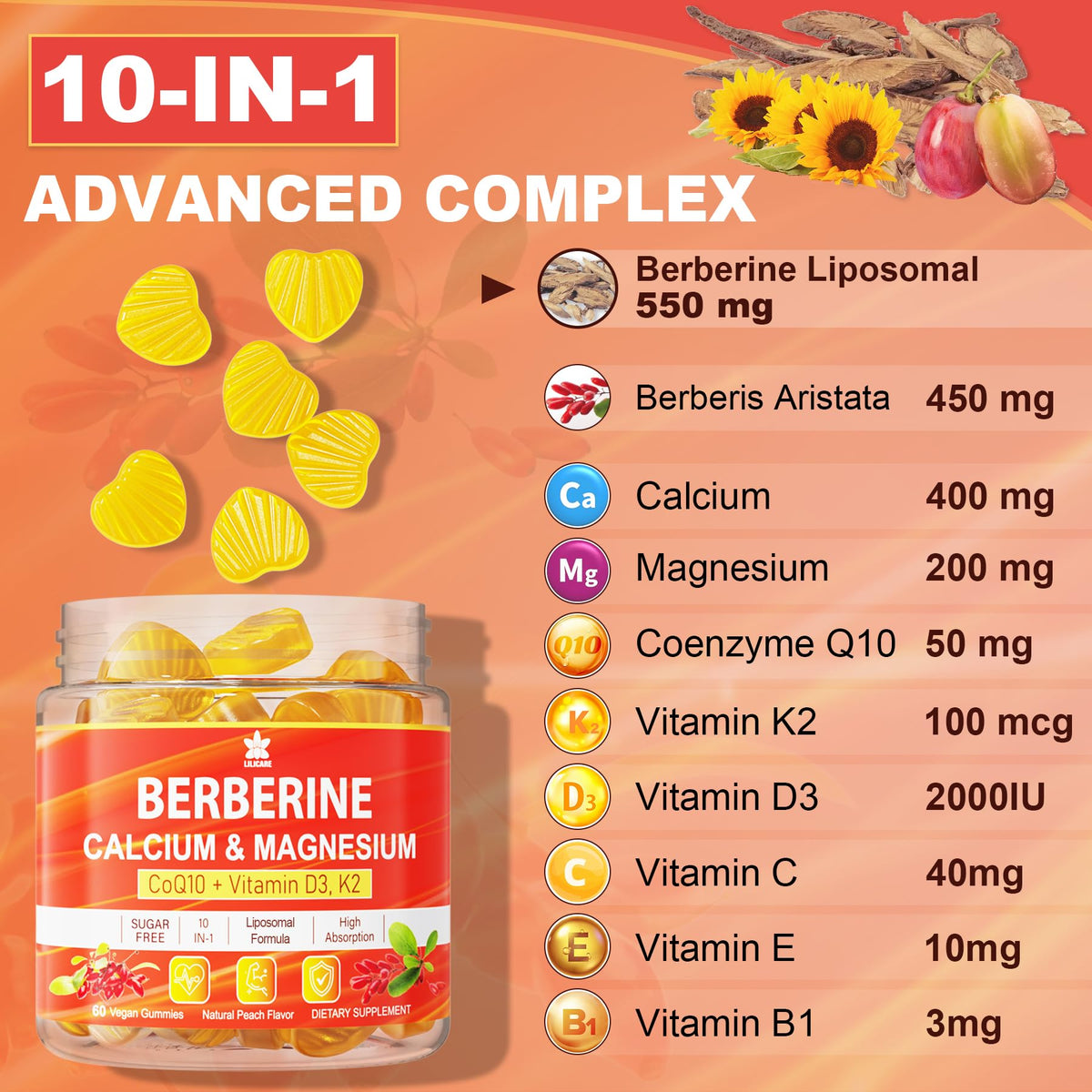Emballage des gummies de Berbérine LILICARE