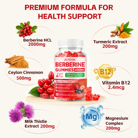 Emballage des Gummies de Berbérine ZUNYOU, 60 gummies