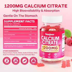 Emballage des gummies de calcium citrate Saajoor, 120 unités