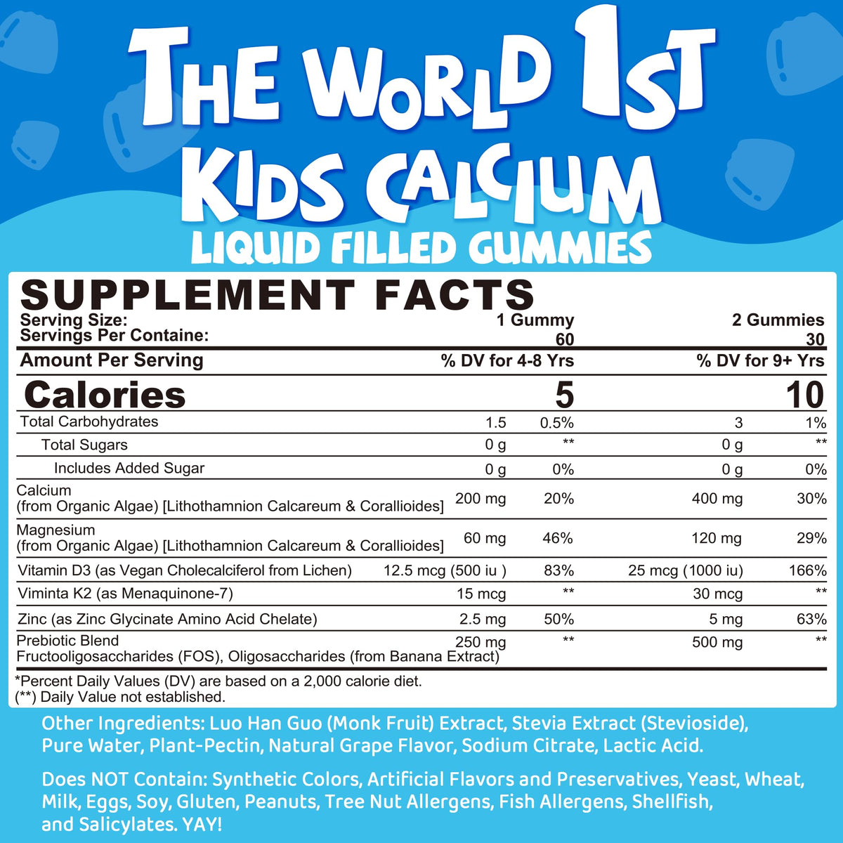 Emballage des gummies de calcium LILICARE, vue de face