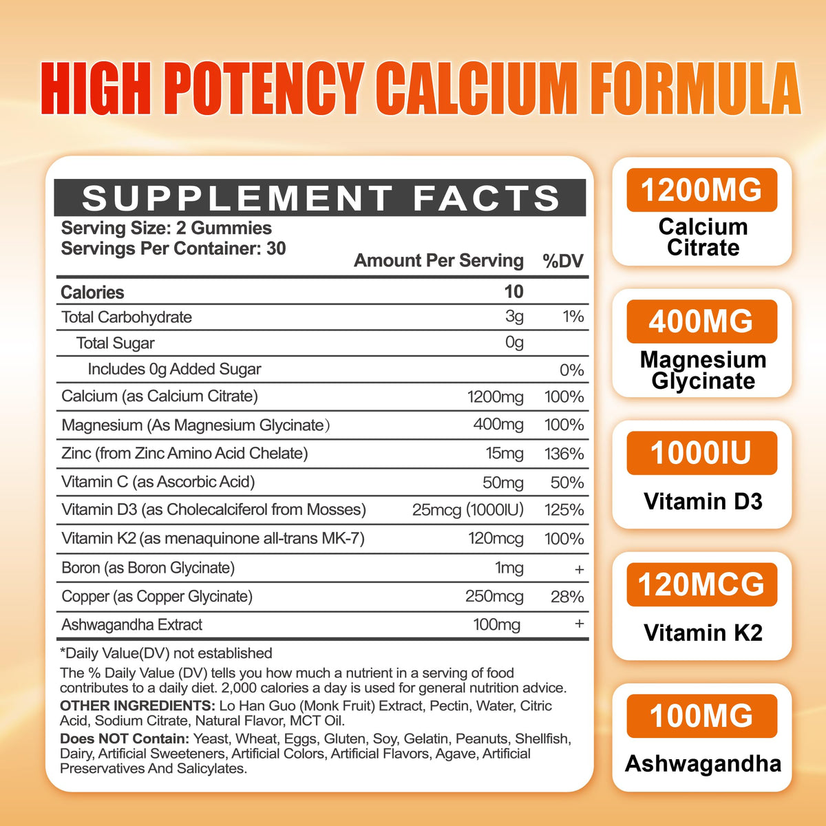 Emballage des gummies de calcium Maennyliy, 440g