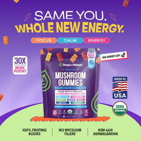 Emballage des gummies de champignons biologiques Drops Of Nature