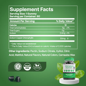 Emballage des gummies de chlorophylle Benevolent, côté