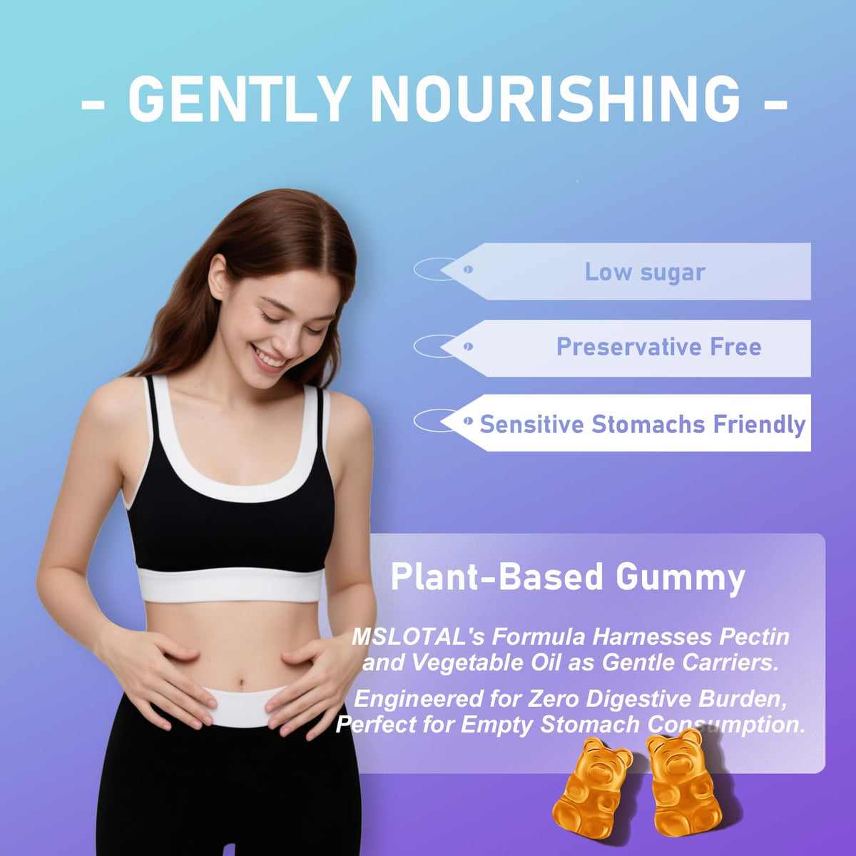 Emballage des gummies de citrate de calcium MSLOTAL avec informations nutritionnelles
