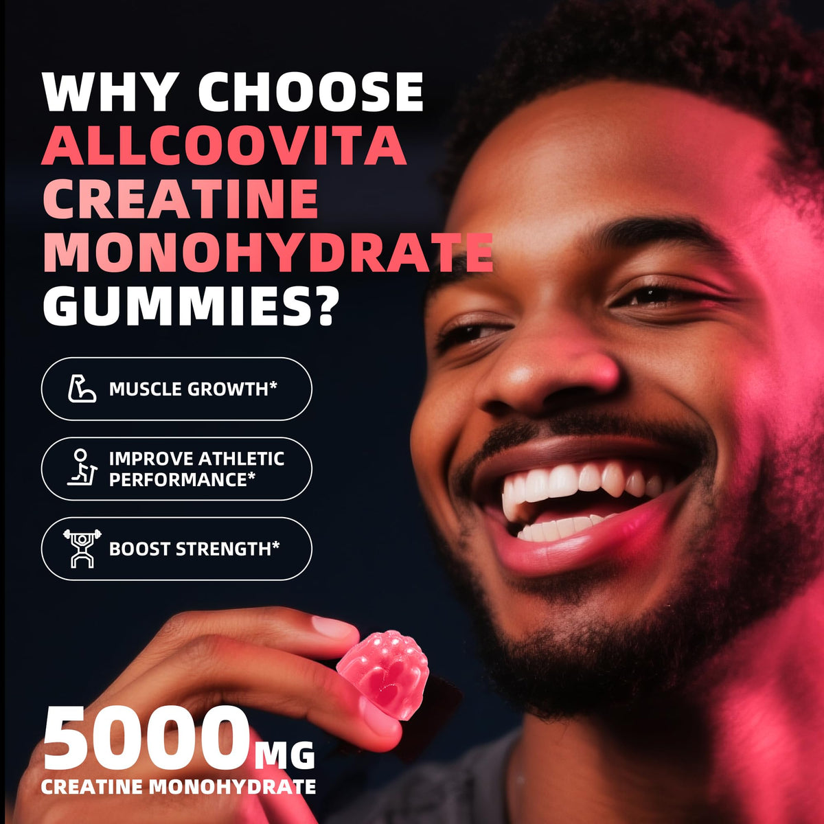 Emballage des gummies de créatine Allcoovita, 135 gummies