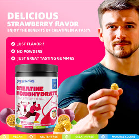 Emballage des gummies de créatine avec informations nutritionnelles visibles