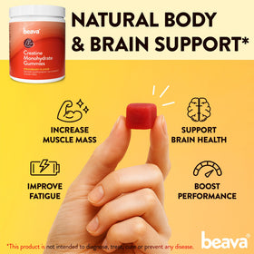 Emballage des gummies de créatine beava, informations nutritionnelles