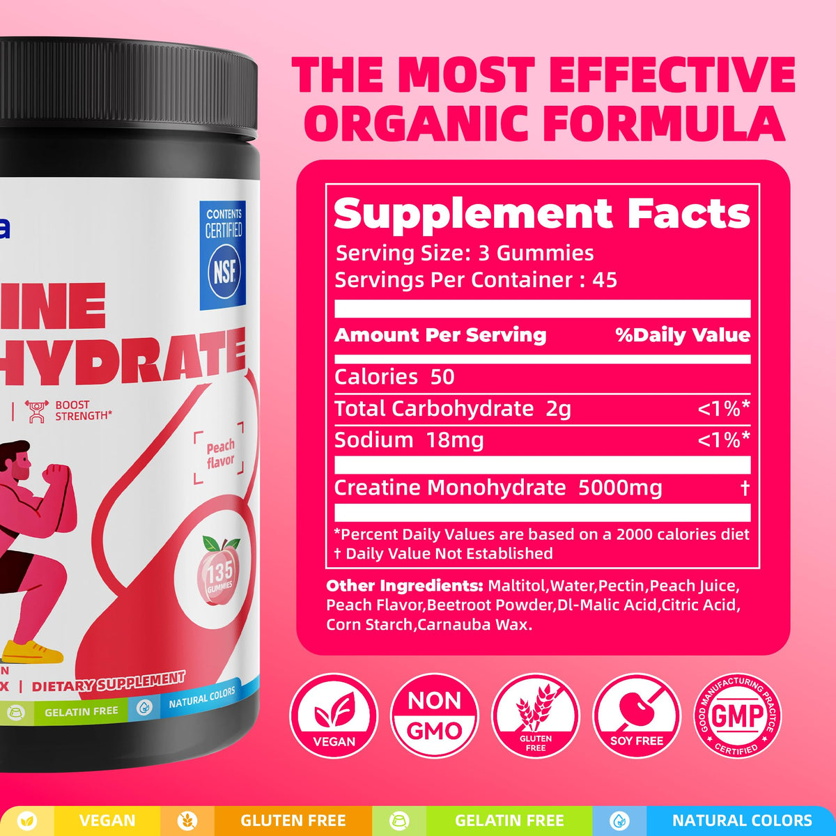 Emballage des gummies de créatine ON GREENVITA NUTRITION