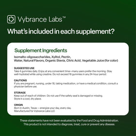 Emballage des gummies de créatine VYBRANCE LABS
