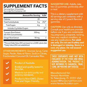 Emballage des gummies de Curcuma HAVASU NUTRITION, 120 gummies
