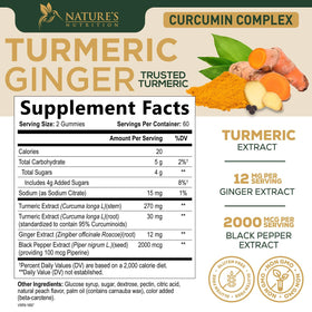 Emballage des gummies de curcuma Nature's Nutrition, vue de face