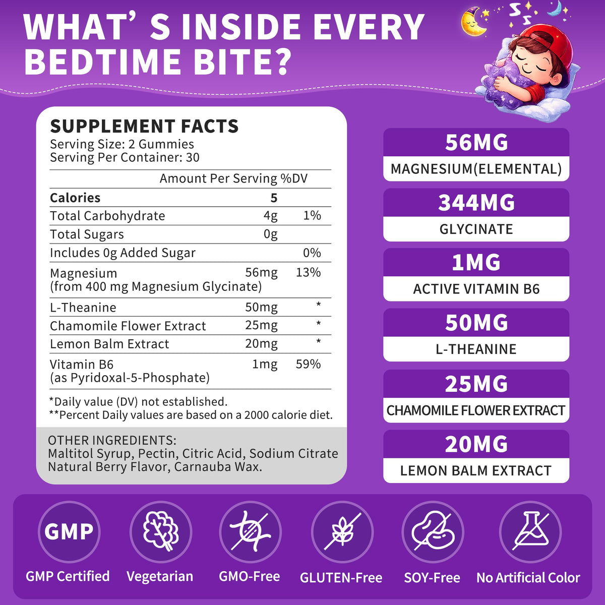Emballage des gummies de glycinate de magnésium PureBalm