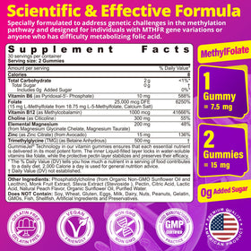 Emballage des gummies de L-Méthylfolate 15mg et B12 1000 mcg de LILICARE