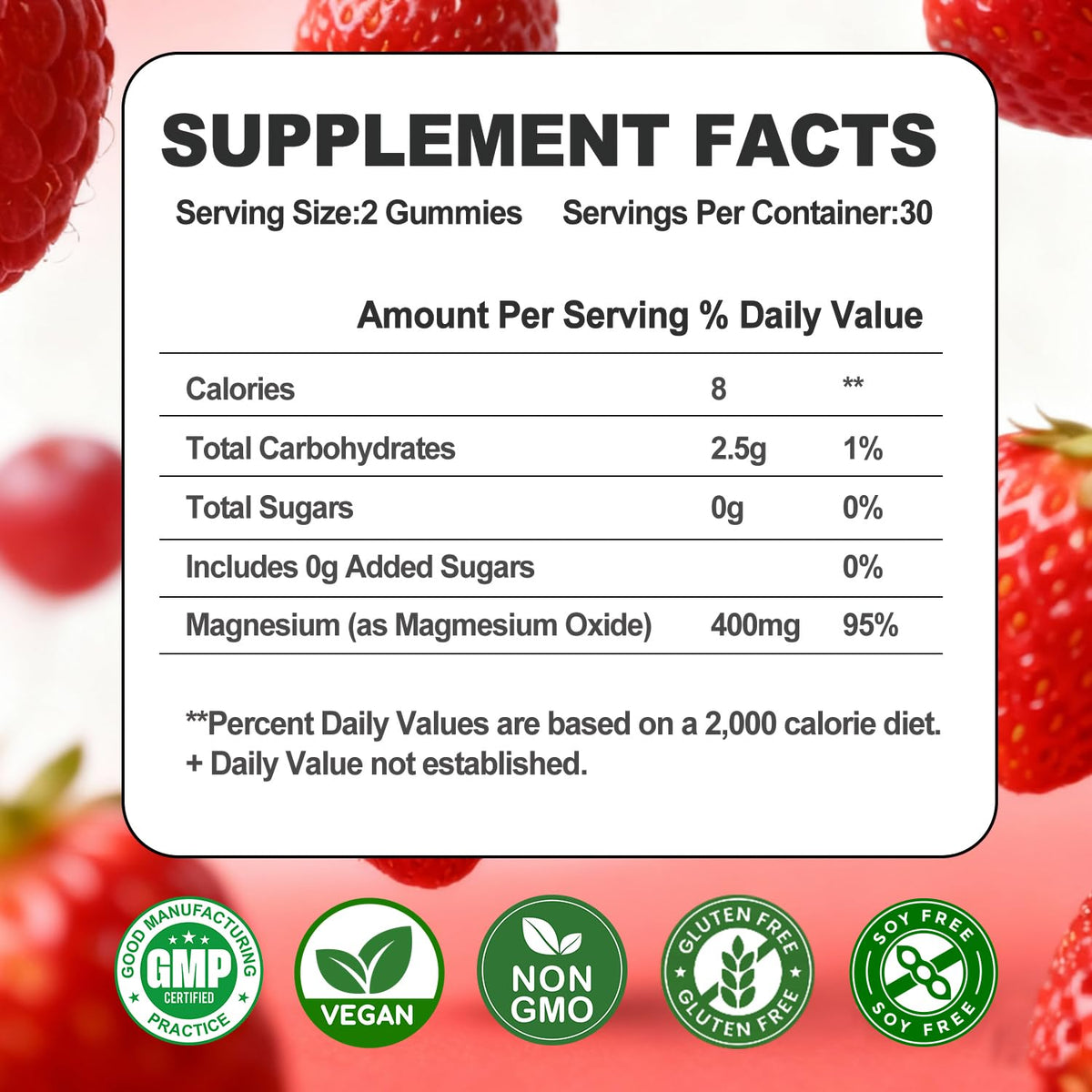 Emballage des gummies de magnésium 400mg, 120 pièces