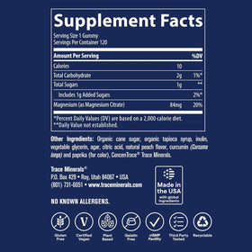 Emballage des Gummies de Magnésium à la Pêche Trace Minerals