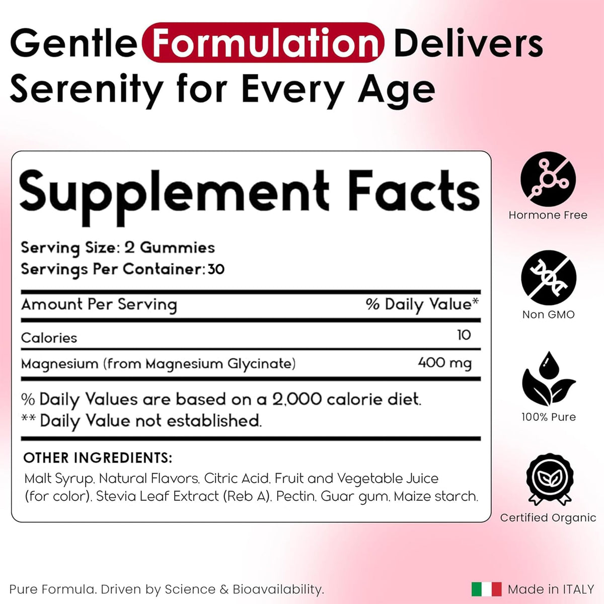 Emballage des Gummies de Magnésium Glycinate 400mg Pharmlitalia