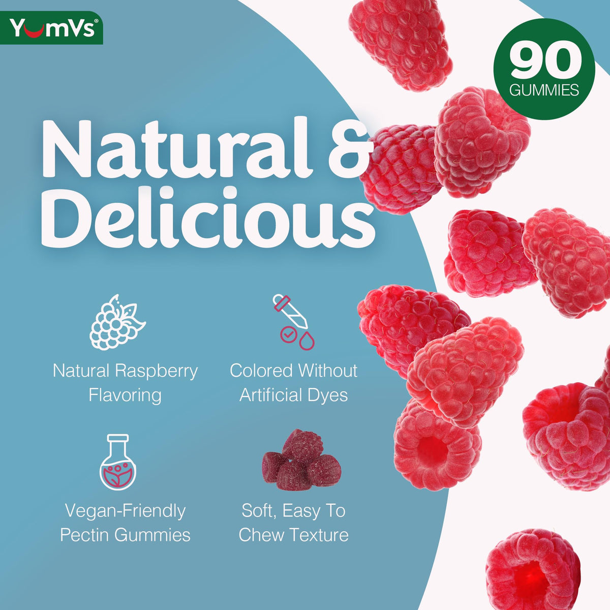 Emballage des gummies de magnésium YUM-V'S, informations nutritionnelles