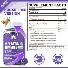 Emballage des Gummies de Mélatonine LILICARE avec ingrédients