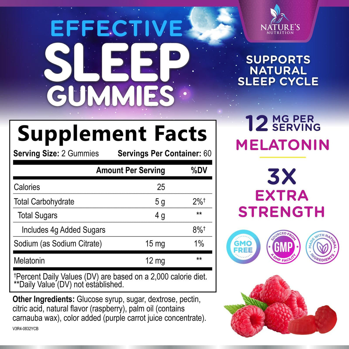 Emballage des Gummies de Mélatonine Nature's Nutrition
