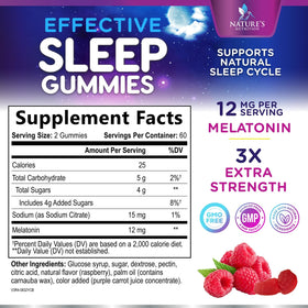 Emballage des Gummies de Mélatonine Nature's Nutrition