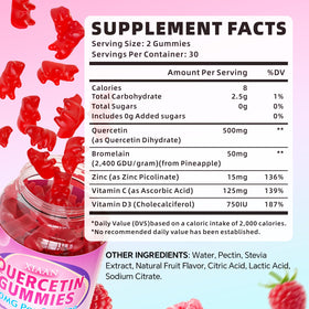 Emballage des gummies de quercétine XIAAN, vue de côté