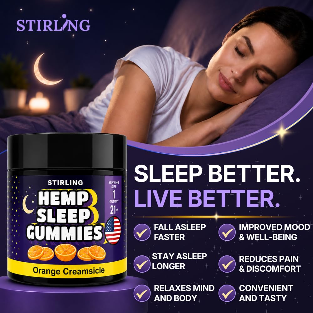 Emballage des gummies de sommeil STIRLING, saveur orange crémeux