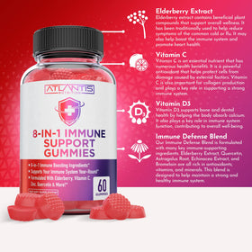 Emballage des gummies de soutien daily wellness Atlantis Nutrition 8-en-1