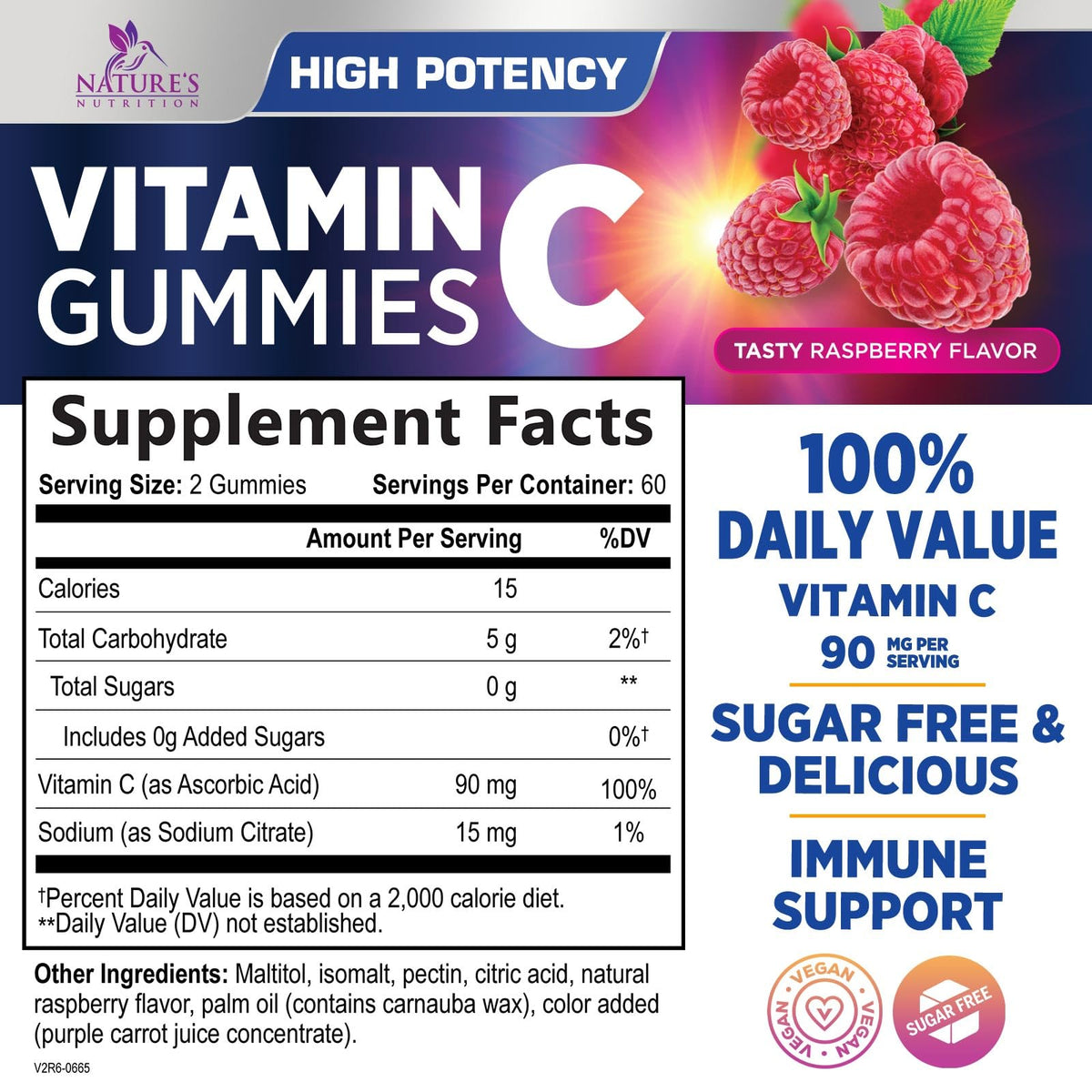Emballage des gummies de Vitamine C Nature's Nutrition