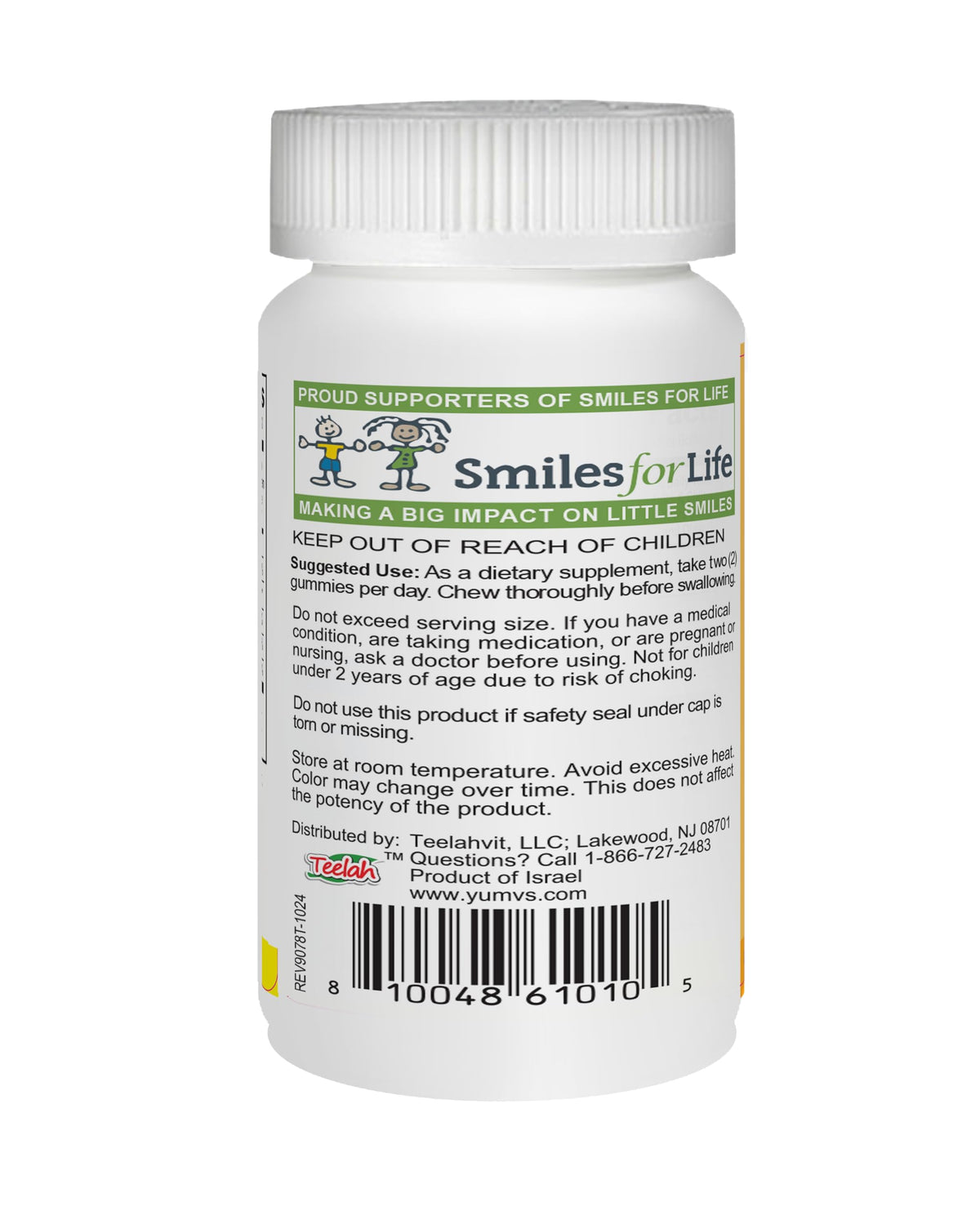 Emballage des gummies de vitamine C YUM-V'S, 250 mg par portion
