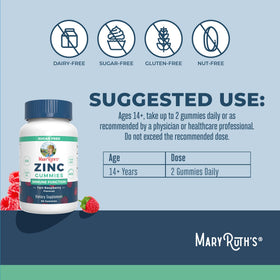 Emballage des Gummies de Zinc MARYRUTH'S avec informations nutritionnelles