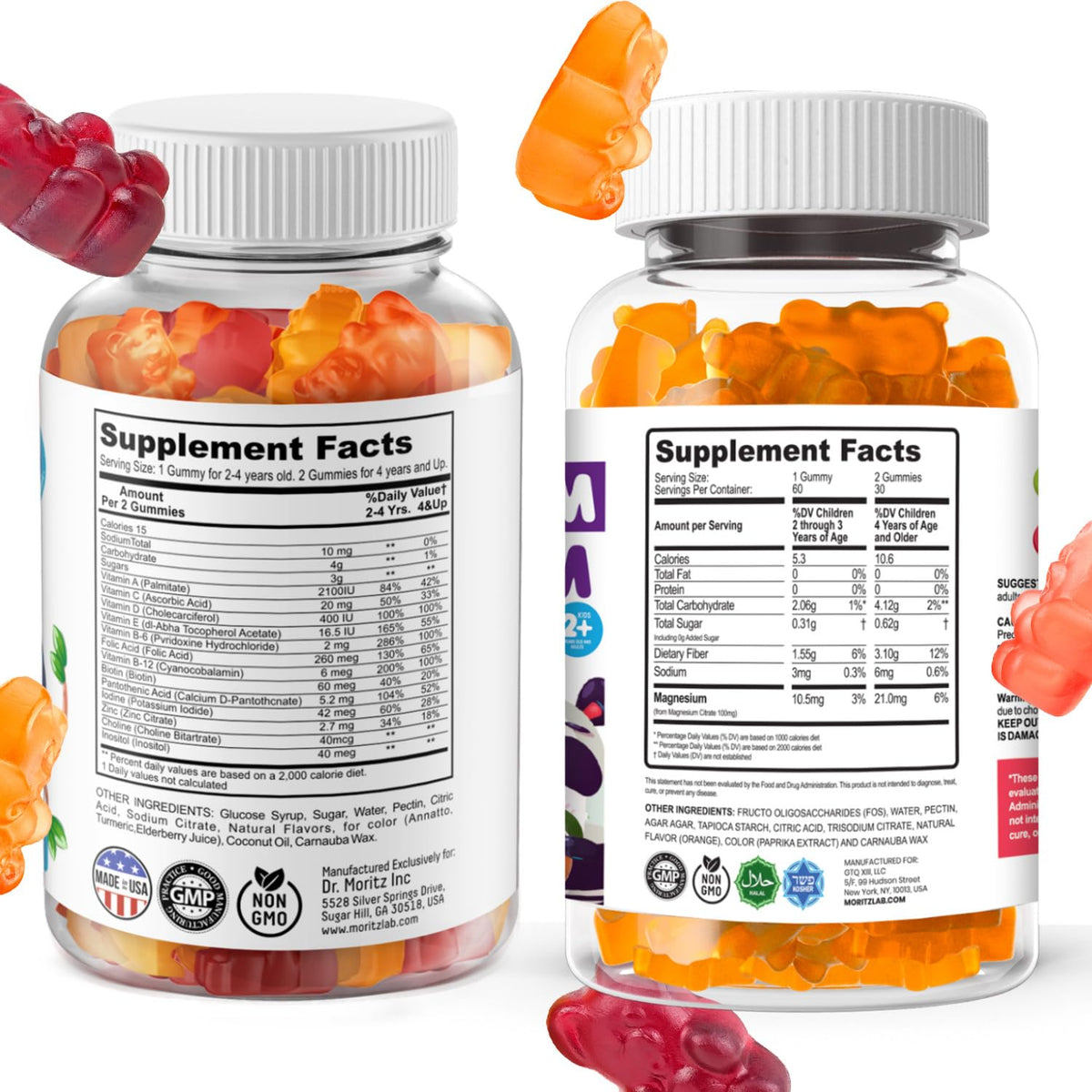 Emballage des gummies DR. MORITZ avec informations nutritionnelles