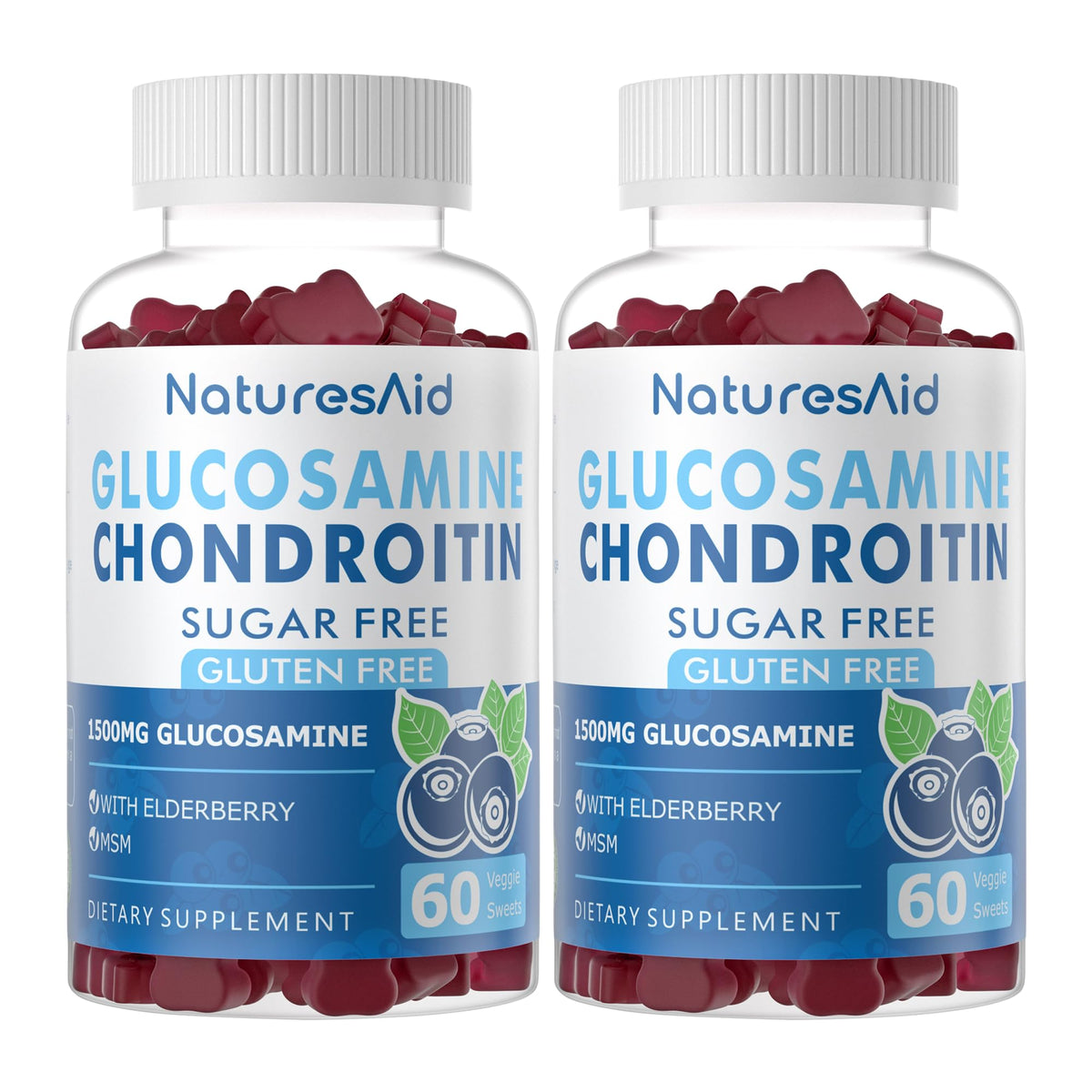 Emballage des gummies Glucosamine Chondroitin Natures Aid avec une vue avant