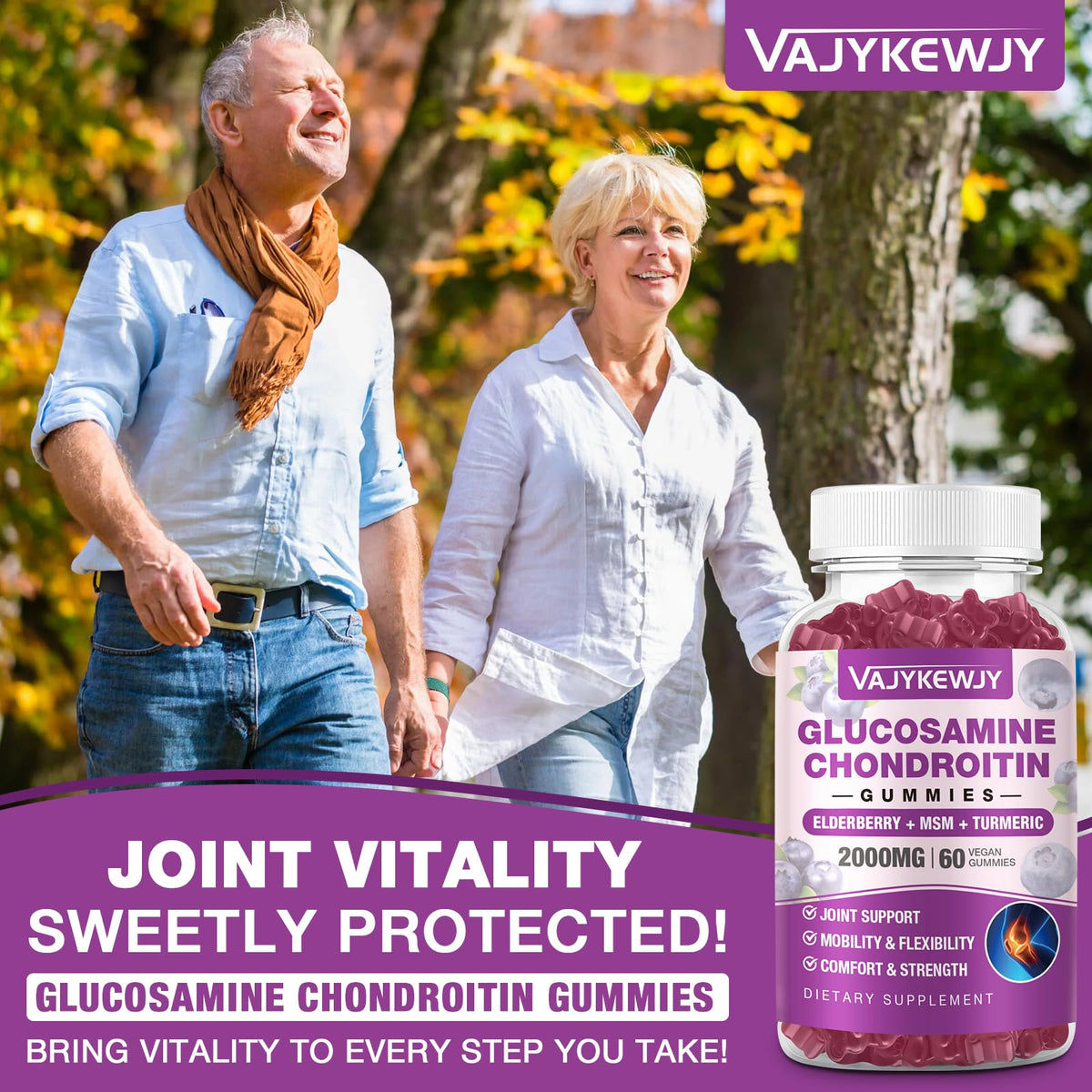 Emballage des gummies glucosamine VAJYKEWJY vu de face