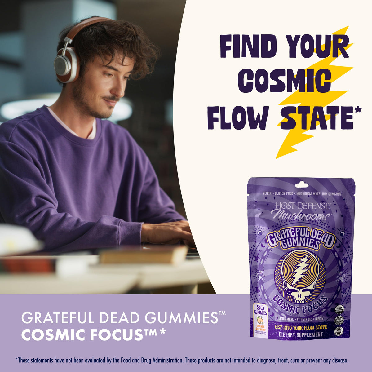 Emballage des Gummies Grateful Dead Host Defense