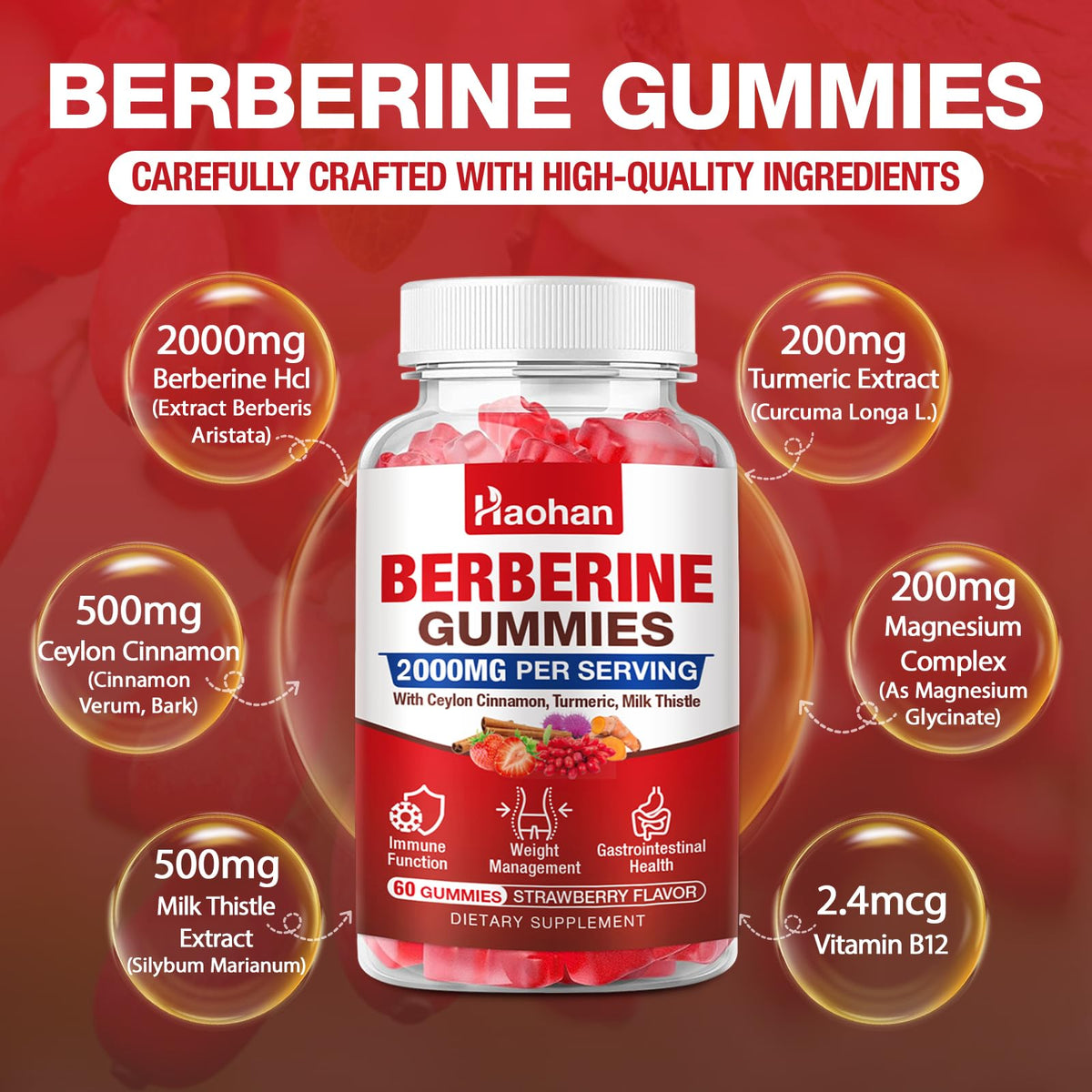 Emballage des Gummies Haohan Berbérine 2000mg