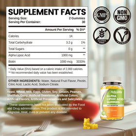Emballage des gummies HOLLEGEND avec les détails nutritionnels
