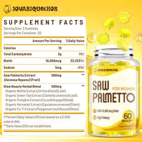 Emballage des gummies Jovaniquethor avec palmetto et biotine