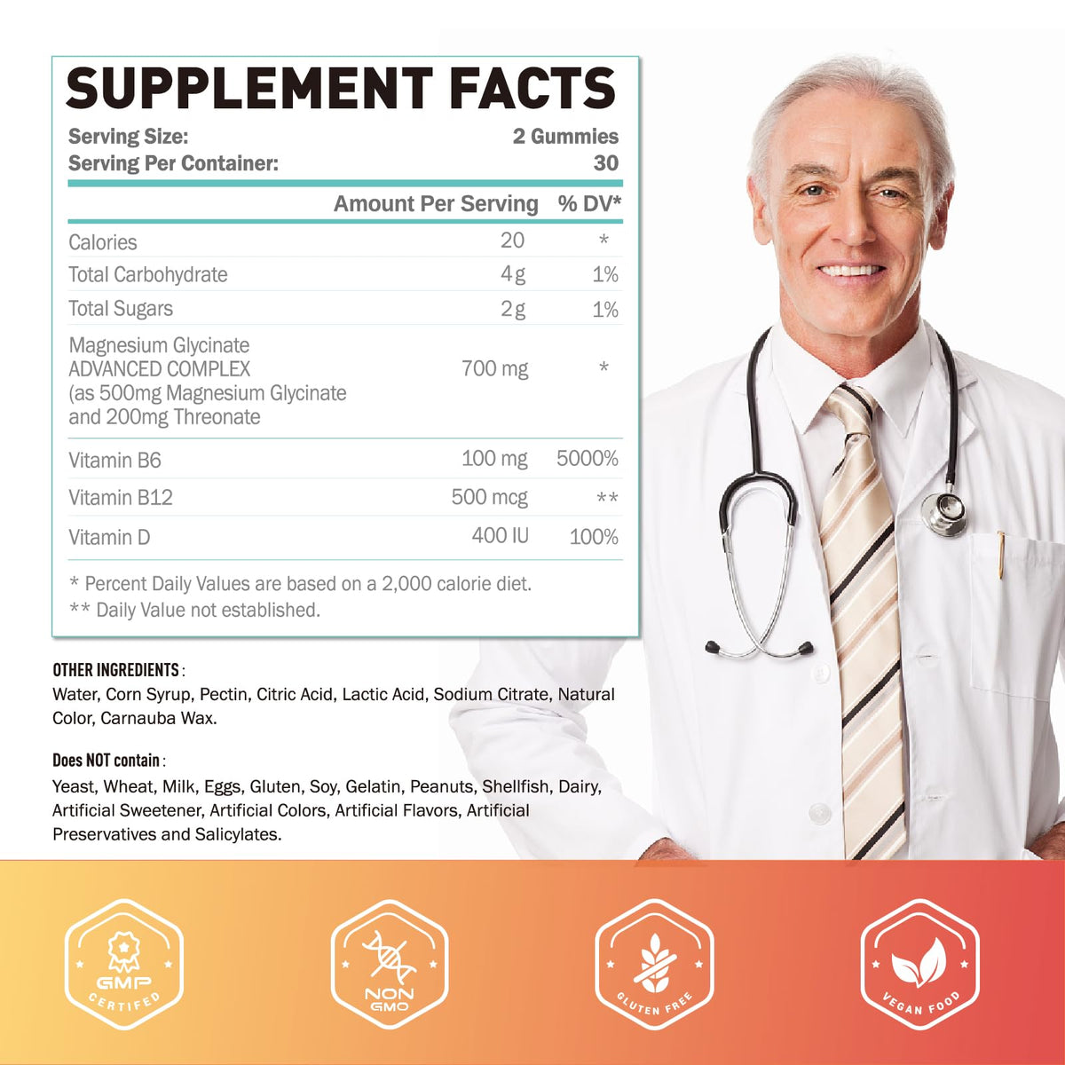 Emballage des gummies Joywiit au magnésium glycinate 500mg